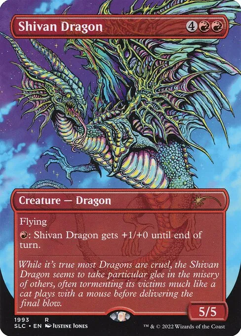 サイン入り複製原画【シヴ山のドラゴン/Shivan Dragon】額装付 MTG