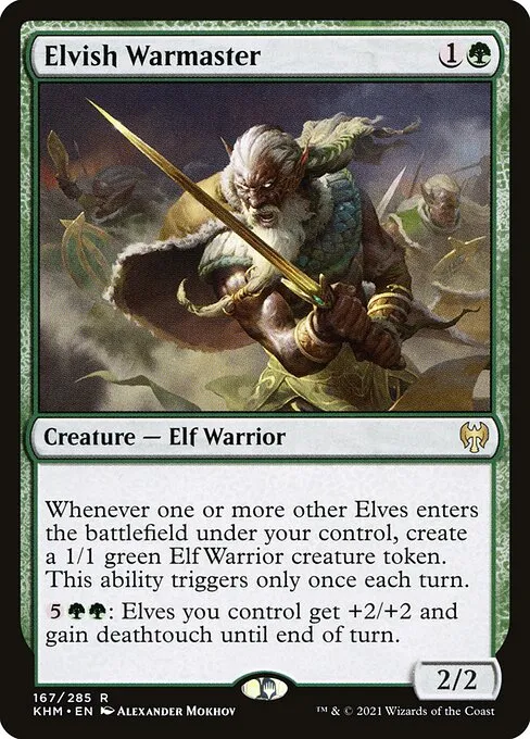Elvish Warmaster 1x FOIL KHM MTG Kaldheim Rare MINT green Elvish Warmaster 1x FOIL KHM MTG Kaldheim Rare MINT green