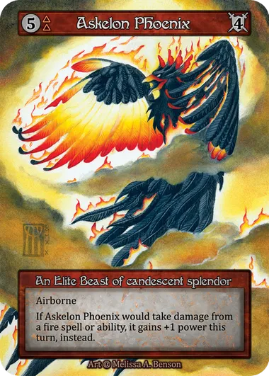 Askelon Phoenix — An Elite Beast of candescent splendor — illustrated by Melissa A. Benson
