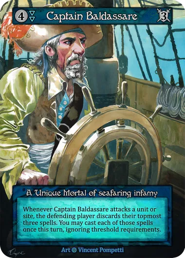 Captain Baldassare — A Unique Mortal of seafaring infamy — illustrated by Vincent Pompetti