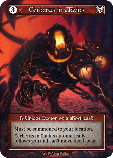 Cerberus in Chains — A Unique Demon on a short leash — illustrated by Alan Pollack