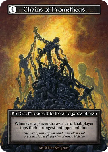 Chains of Prometheus — An Elite Monument to the arrogance of man — illustrated by Dan Seagrave