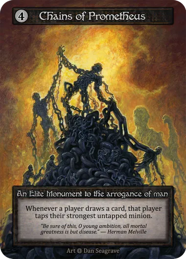 Chains of Prometheus — An Elite Monument to the arrogance of man — illustrated by Dan Seagrave