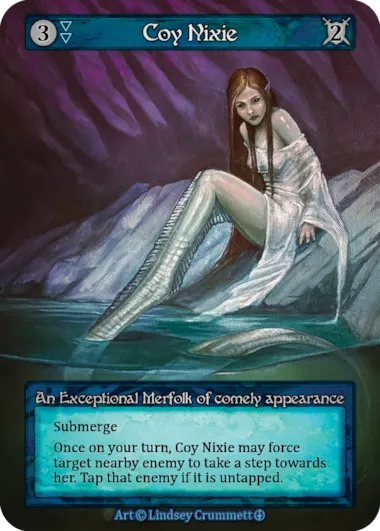 Coy Nixie — An Exceptional Merfolk of comely appearance — illustrated by Lindsey Crummett