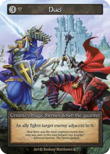 Duel — Ordinary Magic throws down the gauntlet — illustrated by Rodney Matthews