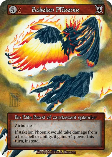 Askelon Phoenix — An Elite Beast of candescent splendor — illustrated by Melissa A. Benson
