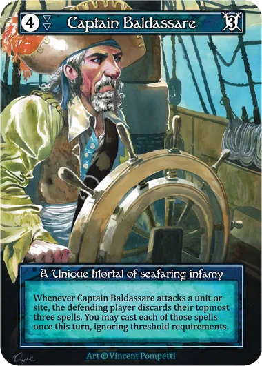 Captain Baldassare — A Unique Mortal of seafaring infamy — illustrated by Vincent Pompetti