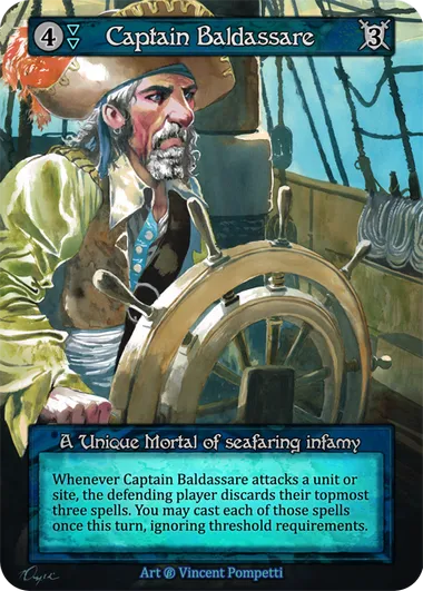Captain Baldassare — A Unique Mortal of seafaring infamy — illustrated by Vincent Pompetti