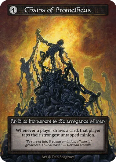 Chains of Prometheus — An Elite Monument to the arrogance of man — illustrated by Dan Seagrave