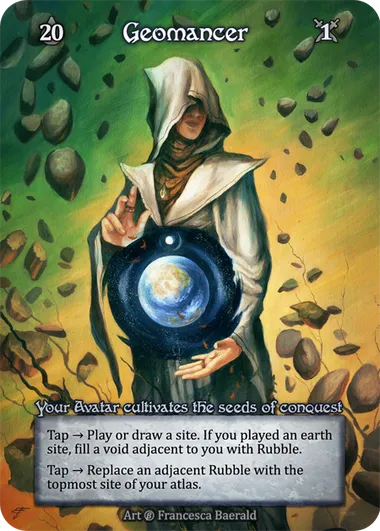 Geomancer — Your Avatar cultivates the seeds of conquest — illustrated by Francesca Baerald